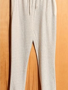 White Perforated Knit Jogger Pants